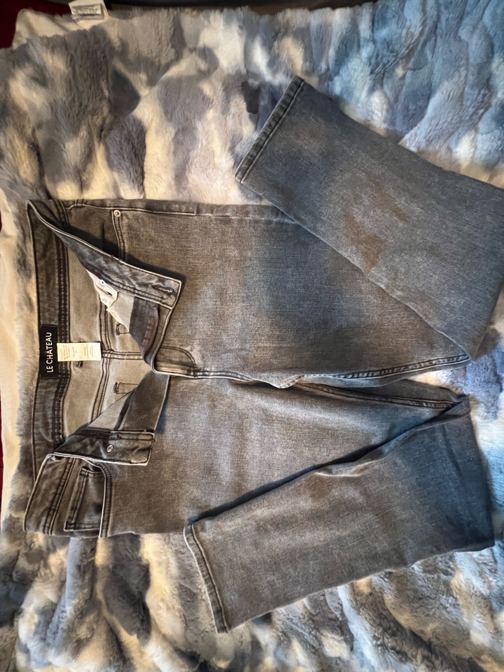 Le Château Grey Acid Wash Skinny Jeans Size 13 Stretch Denim